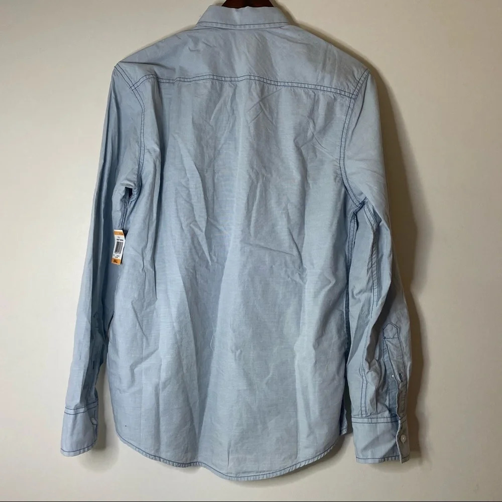 Button Down Shirt Small Blue Aire Casual Long Sleeve 100% Cotton American Rag - Picture 8 of 10